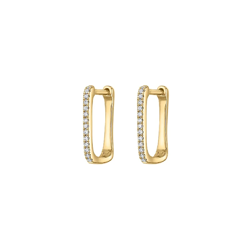 Best hoop earrings with snake chain details for a sleek and modern touch-14KT GOLD DIAMOND SMALL RECTANGLE HOOP EARRING