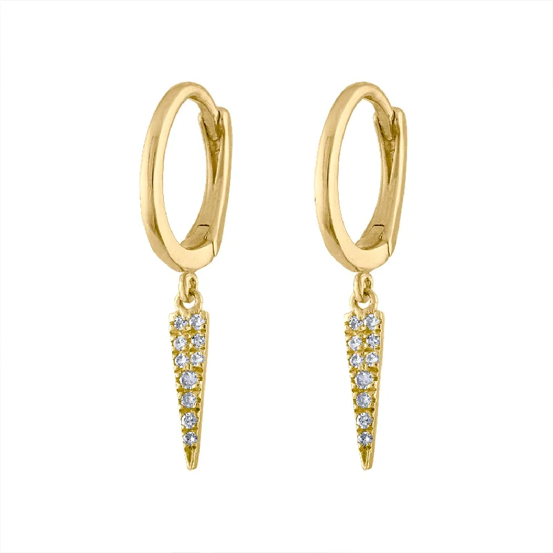 Best hoop earrings with gold-plated finishes for an affordable luxury vibe-14KT GOLD DIAMOND SPEAR HUGGIE EARRING