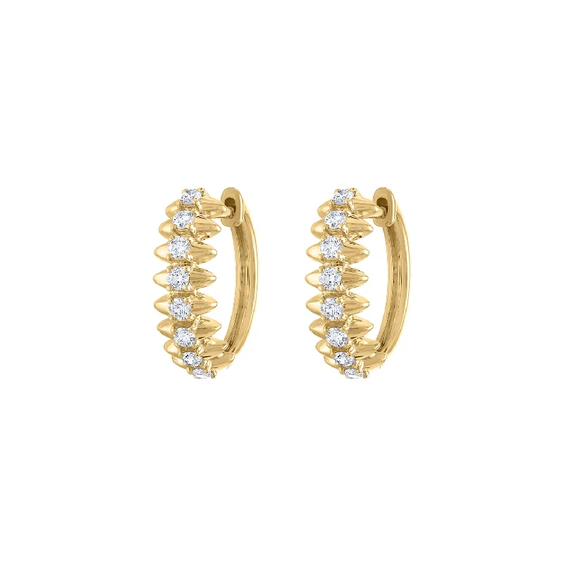 Best hoop earrings with crescent-shaped designs for a bold, moon-inspired style-14KT GOLD DIAMOND SPIKED HUGGIE EARRING