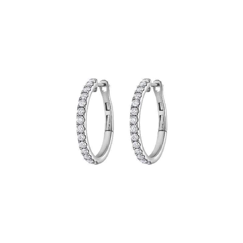 Hoop earrings with hearts for a sweet and romantic gesture-14KT GOLD DIAMOND THICK HOOP EARRING