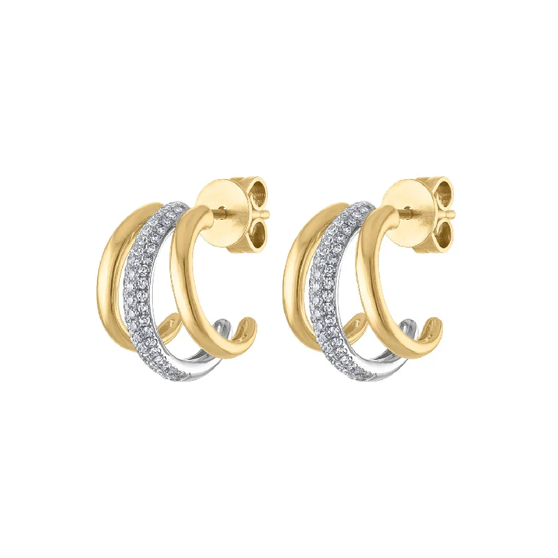 Best hoop earrings with cubic zirconia for a budget-friendly, dazzling look-14KT GOLD DIAMOND THREE ROW HOOP EARRING