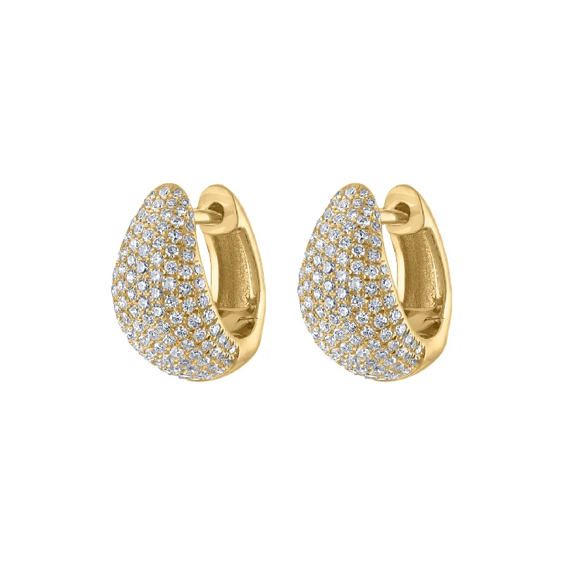 Best hoop earrings with geometric pendants for a modern, chic appeal-14KT GOLD PAVE DIAMOND TAPERED HUGGIE EARRING