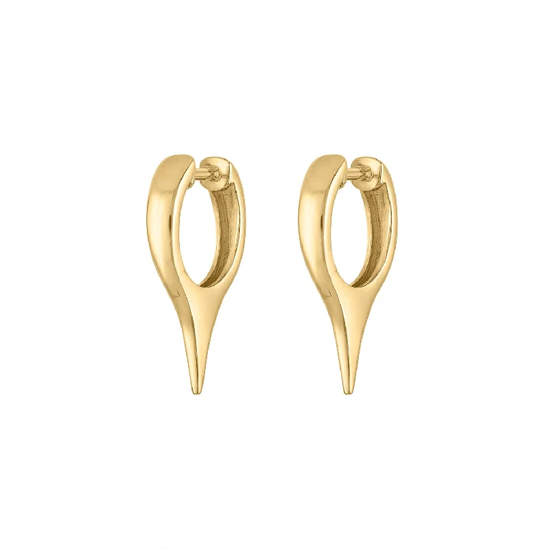 Hoop earrings with resin accents for a bold and colorful design-14KT GOLD POINT HUGGIE EARRING