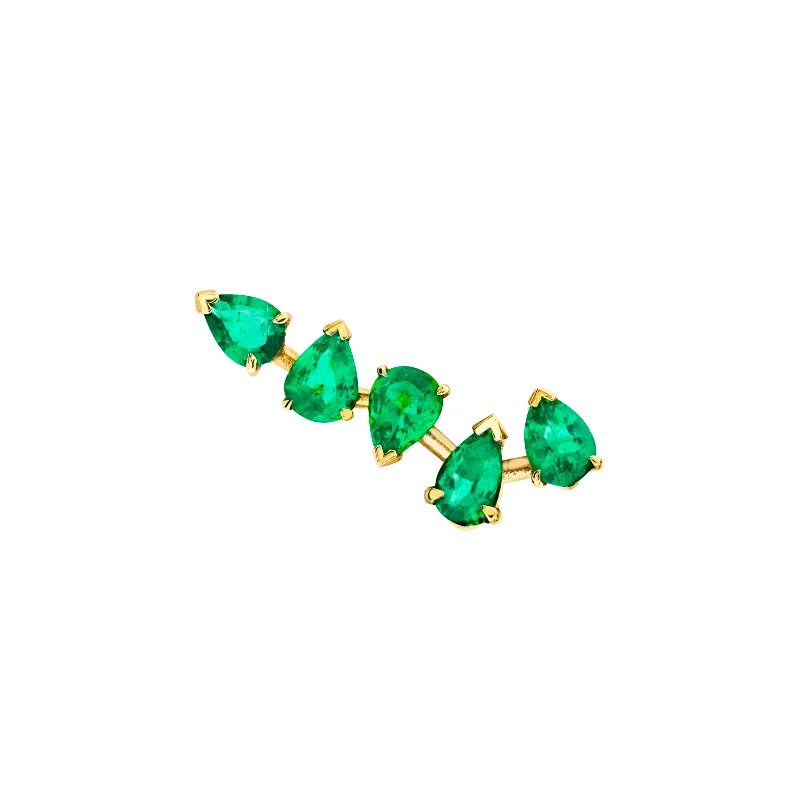 Best hoop earrings with marbled designs for a trendy and artistic effect-18k Reverse Water Drop 5 Emerald Earrings | Ready to Ship