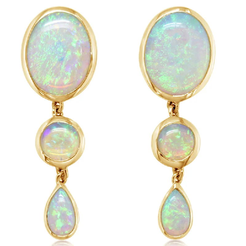 Best hoop earrings with vintage-style detailing for a nostalgic and timeless look-18K Yellow Gold Australian Opal Earrings