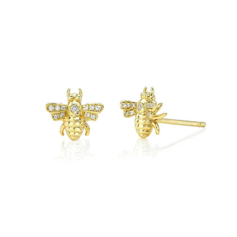 Hoop earrings with hearts for a sweet and romantic gesture-Baby Bee Diamond Studs | Ready to Ship