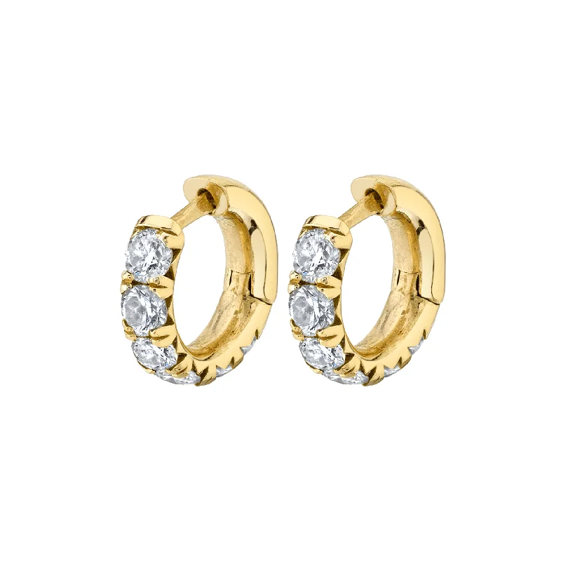 Hoop earrings with enamel stripes for a colorful and eye-catching design-Baby French Pavé Diamond Hoops | Ready to Ship