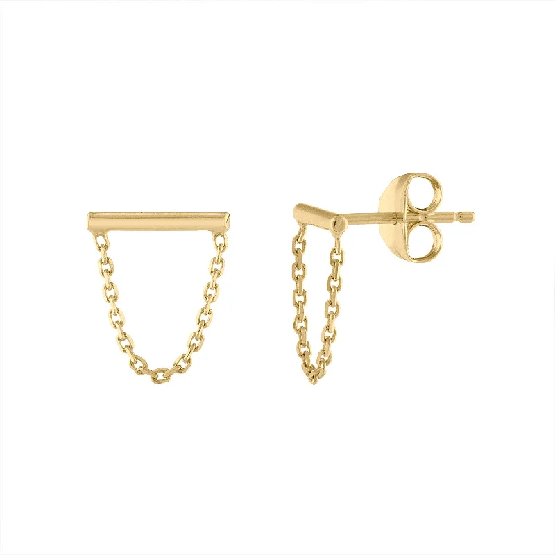 Best hoop earrings with snake-inspired designs for an edgy and fierce vibe-14KT GOLD BAR AND CHAIN EARRING