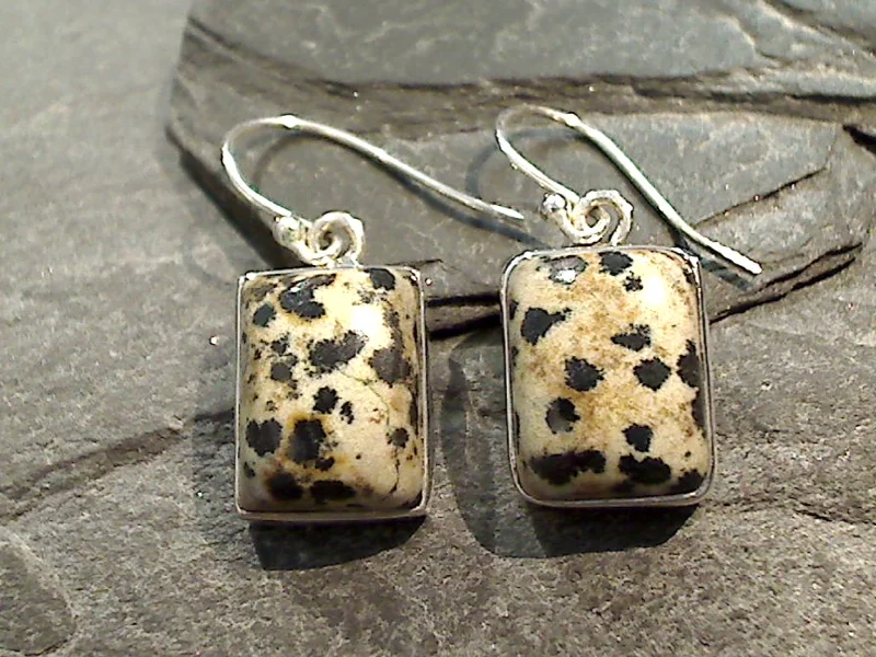 Hoop earrings with dangling charms for a playful and fun look-Dalmatian Jasper, Sterling Silver Earrings