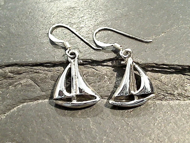 Best hoop earrings with hammered gold for a rustic yet elegant look-Sterling Silver Sailboat Earrings