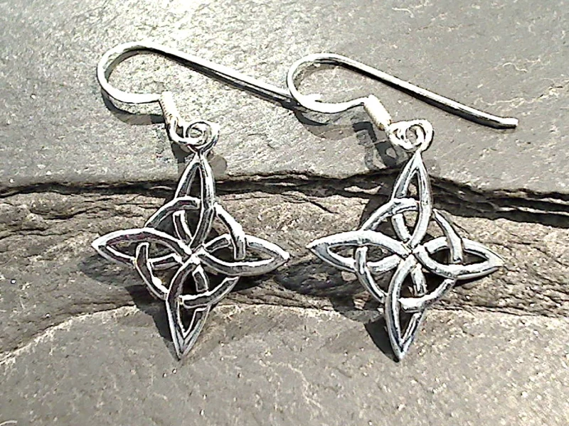 Best hoop earrings with textured silver for a rustic and organic finish-Sterling Silver Celtic Star Earrings