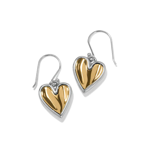 Best hoop earrings with matte finish for a sophisticated, understated design-Brighton | Cascade Heart Reversible French Wire Earrings in Silver and Gold Tone