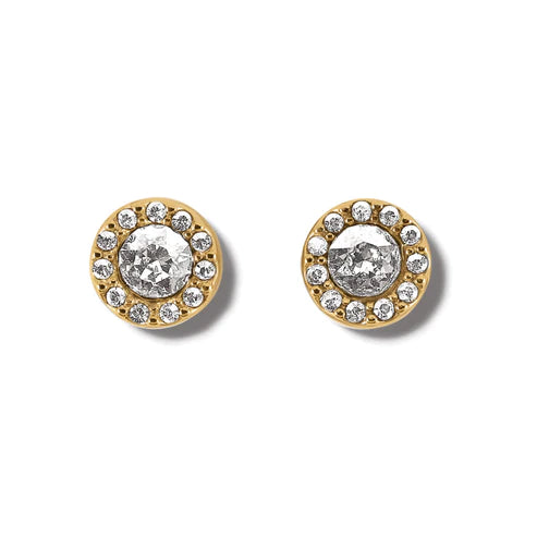 Hoop earrings with polished silver finish for a shiny, modern appeal-Brighton | Illumina Solitaire Post Earrings in Gold Tone