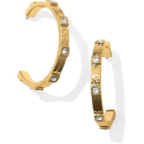 Hoop earrings with spiral designs for a dynamic and fluid look-Brighton | Meridian Zenith Station Hoop Earrings in Gold Tone