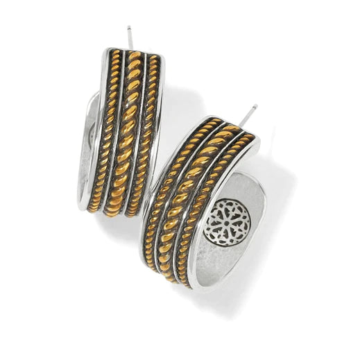 Hoop earrings with abstract shapes for an artistic and creative touch-Brighton | Ferrara Monete Wide Hoop Earrings in Gold and Silver Tone