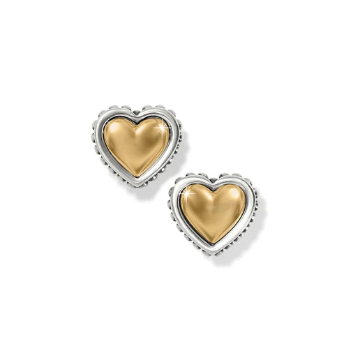 Hoop earrings with spiral designs for a dynamic and fluid look-Brighton | Pretty Tough Petite Heart Post Earrings in Silver and Gold Tone