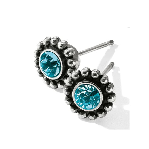 Best hoop earrings with matching bracelets for a coordinated jewelry set-Brighton | Silver Tone Twinkle Mini Post Earrings in Blue Zircon