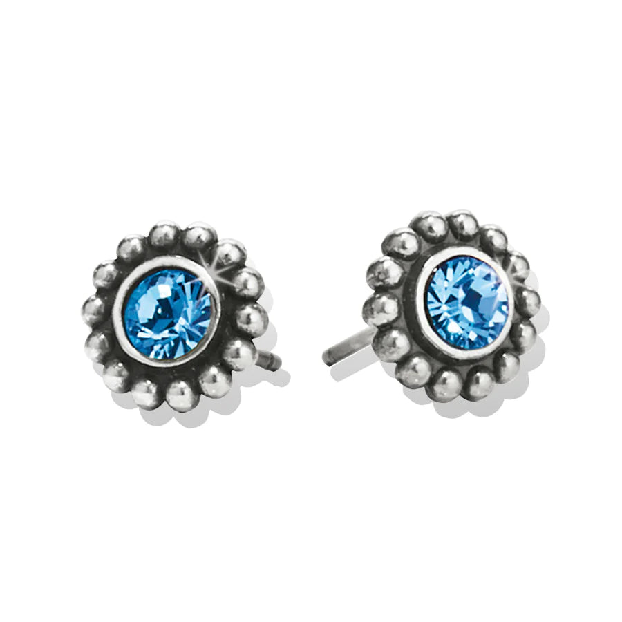 Best hoop earrings with vintage-style detailing for a nostalgic and timeless look-Brighton | Silver Tone Twinkle Mini Post Earrings in Blue Crystal