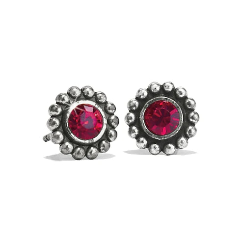 Hoop earrings with a matte black finish for a sleek, edgy vibe-Brighton | Silver Tone Twinkle Mini Post Earrings in Garnet