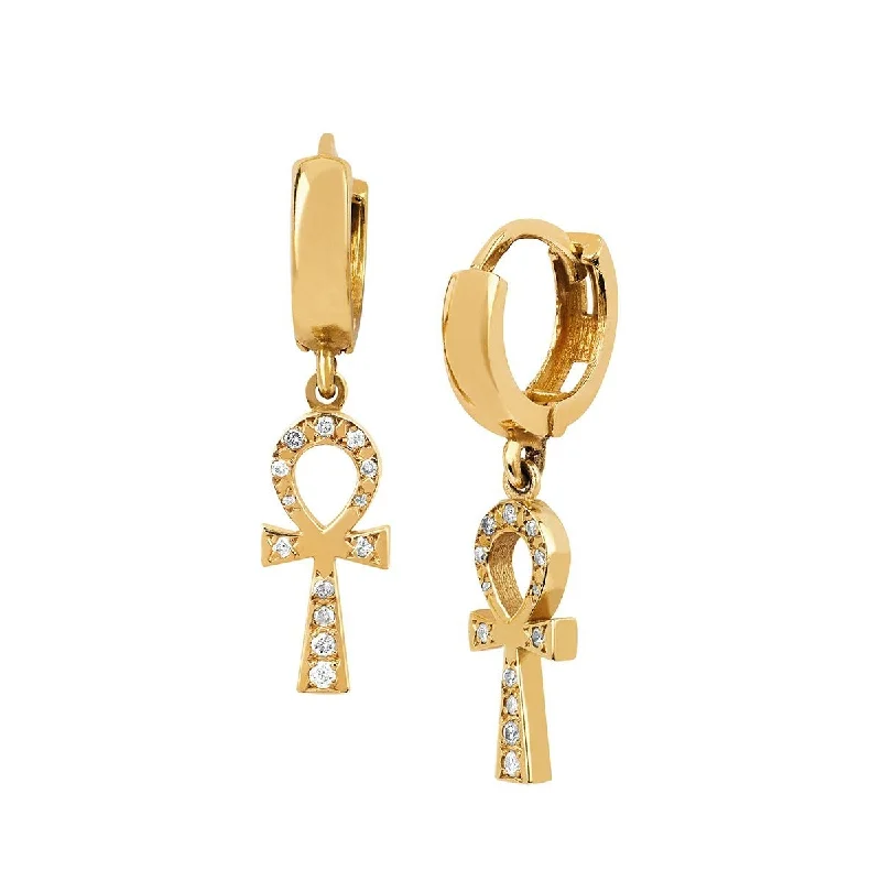 Best hoop earrings with detachable studs for a versatile and adjustable accessory-Diamond Eternal Ankh Cross Earring | Ready to Ship