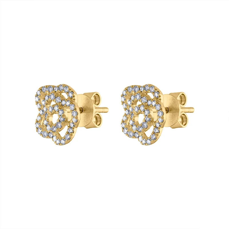 Stylish hoop earrings with diamond accents for an elegant and sparkling effect-14KT GOLD DIAMOND OUTLINE FLOWER EARRING