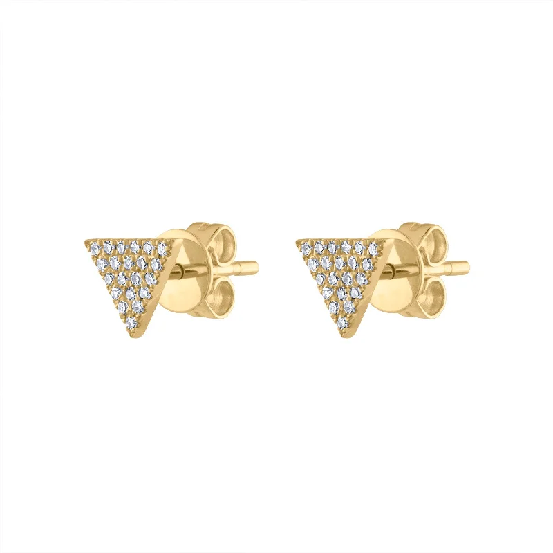 Hoop earrings with cut-out designs for a creative and lightweight effect-14KT GOLD DIAMOND PAVE TRIANGLE EARRING