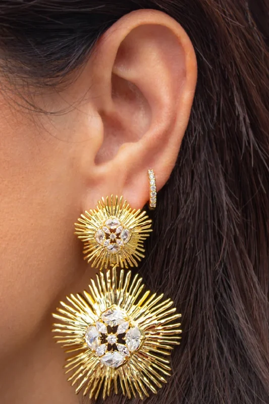 Hoop earrings with spiral designs for a dynamic and fluid look-Dira Crystal Statement Earrings