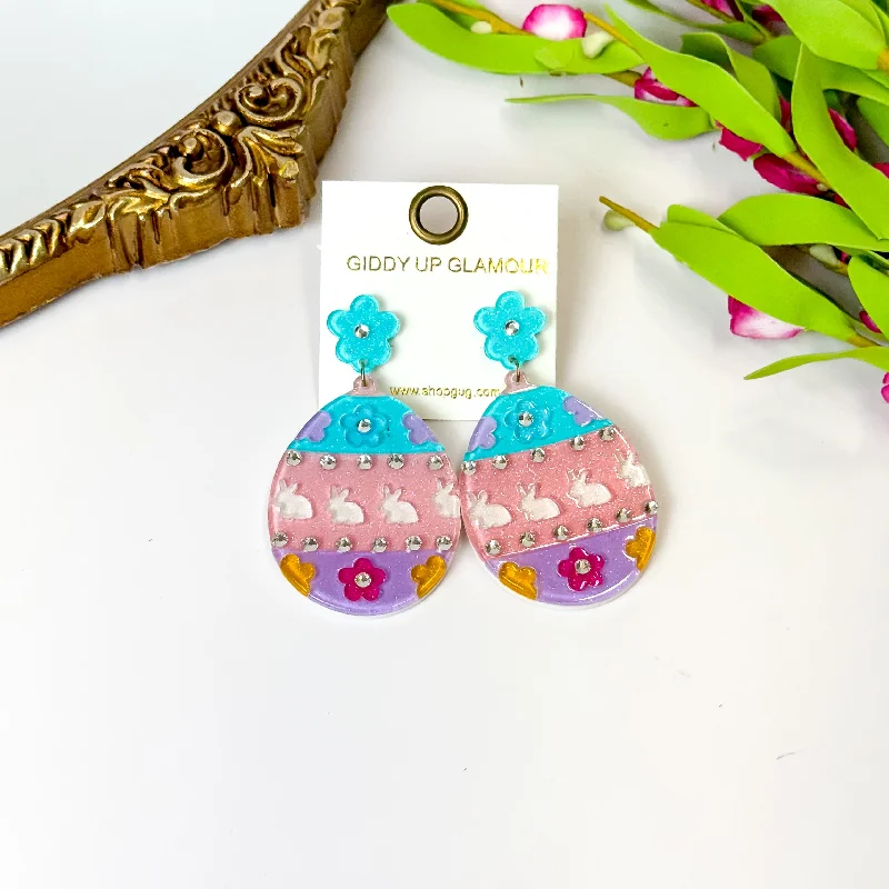 Best hoop earrings with vintage rhinestone embellishments for a retro-glam effect-Easter Egg Earrings with Crystals in Multi Color