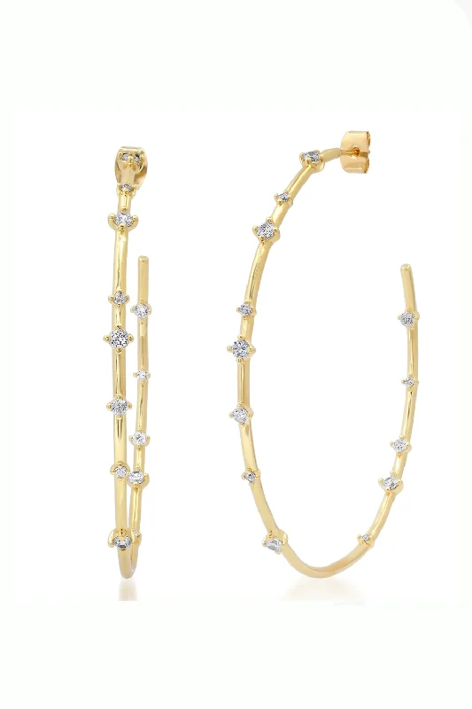 Hoop earrings with a chunky design for a bold and trendy statement-Extra Large Gold Hoops with CZ Stations