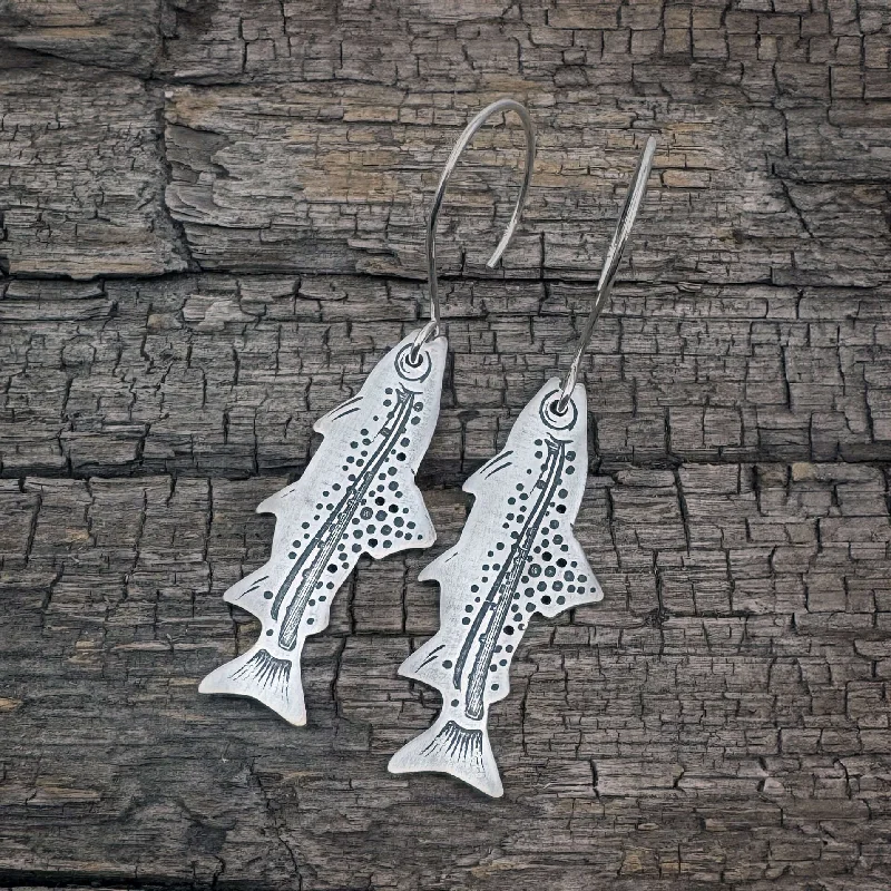 Best hoop earrings with floral designs for a feminine and delicate look-Fishin' Trout Earrings