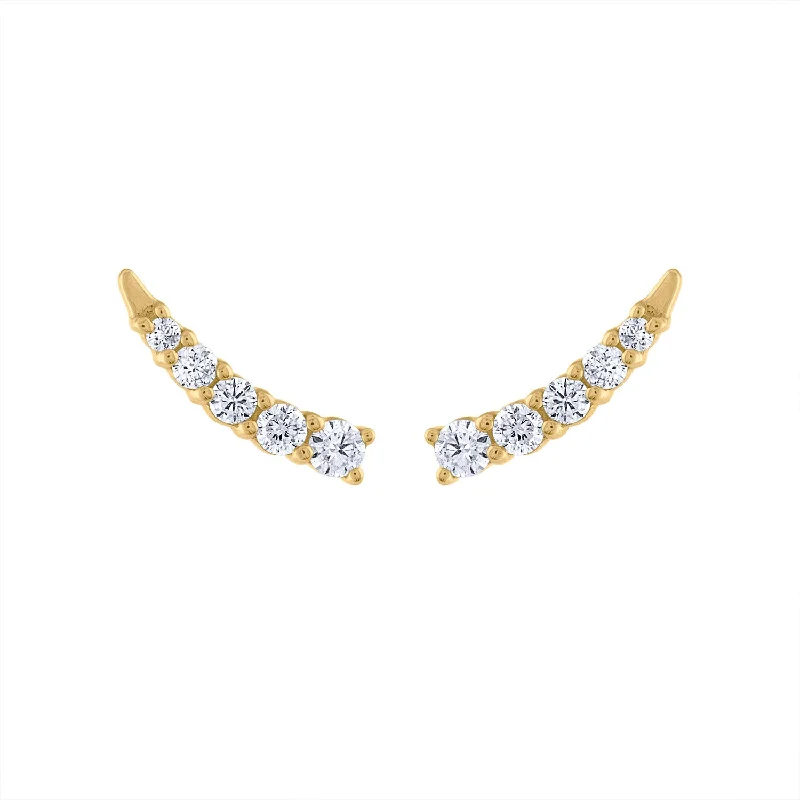 Small hoop earrings for a delicate and understated everyday wear-14KT GOLD DIAMOND CLIMBER POST EARRING