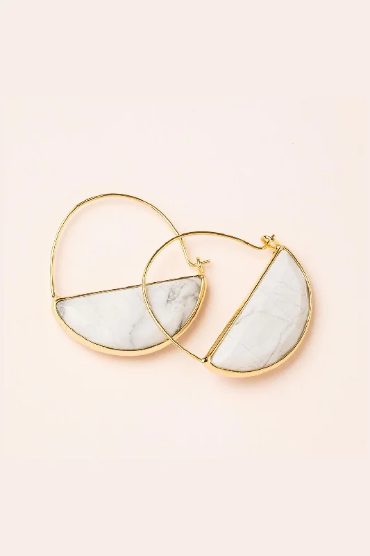 Best hoop earrings with hammered gold for a rustic yet elegant look-Gold Stone Prism Hoop