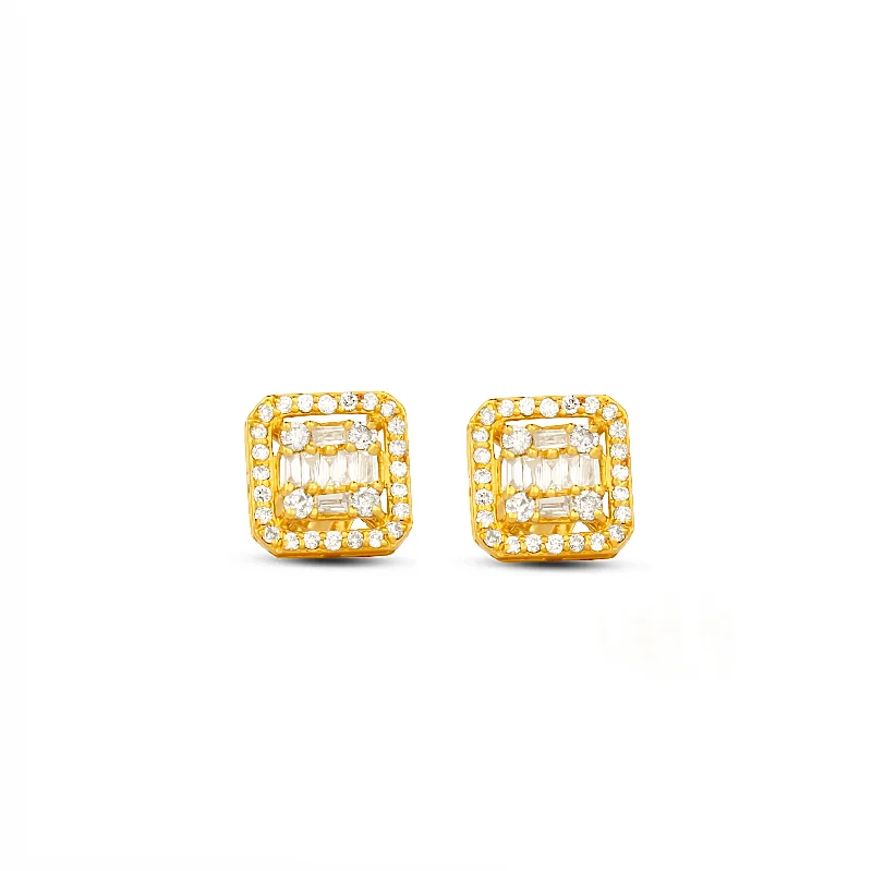 Best hoop earrings with Swarovski crystals for added sparkle and luxury-Ice Cube Baguette Diamond Studs in 18K Gold