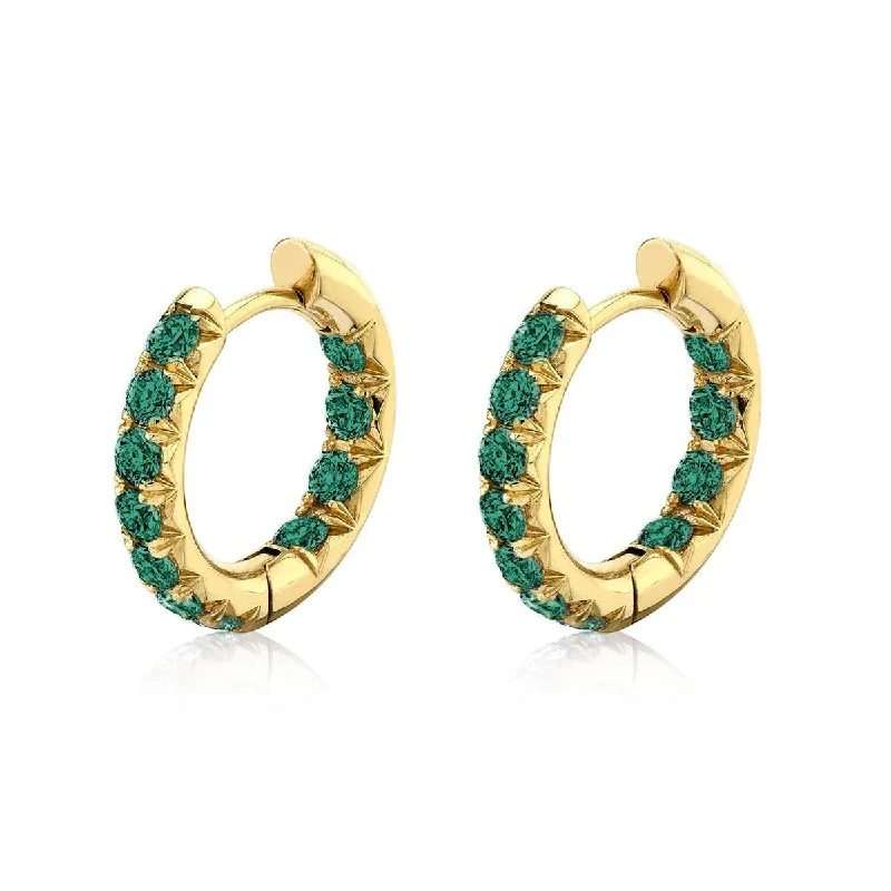 Hoop earrings with pearl accents for a chic and classic style-Inside Out Emerald French Pavé Hoops | Ready to Ship