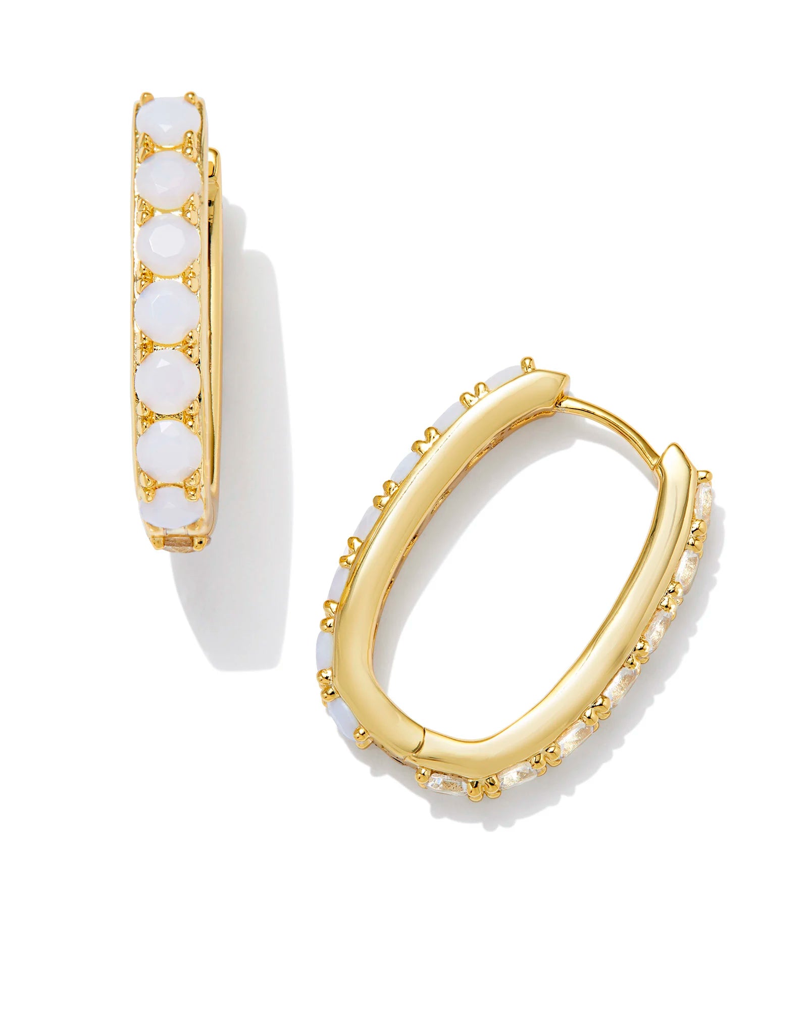 Best hoop earrings with gemstone accents for a colorful and elegant appearance-Kendra Scott | Chandler Gold Hoop Earrings in White Opalite Mix