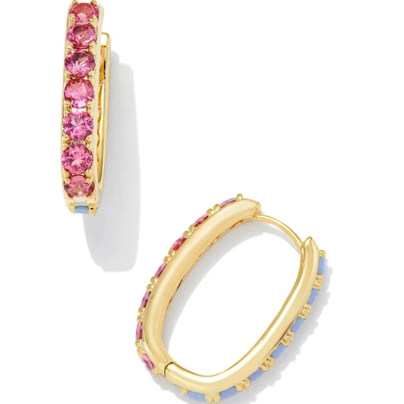 Best hoop earrings with geometric triangle shapes for a modern, chic design-Kendra Scott | Chandler Gold Hoop Earrings in Pink Blue Mix