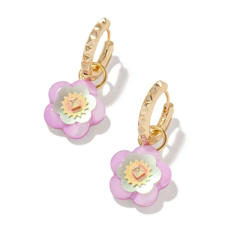 Hoop earrings with open designs for a modern, lighthearted vibe-Kendra Scott | Deliah Gold Huggie Earrings in Pastel Mix