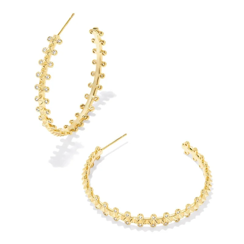 Small hoop earrings for a delicate and understated everyday wear-Kendra Scott | Jada Gold Hoop Earrings in White Crystal