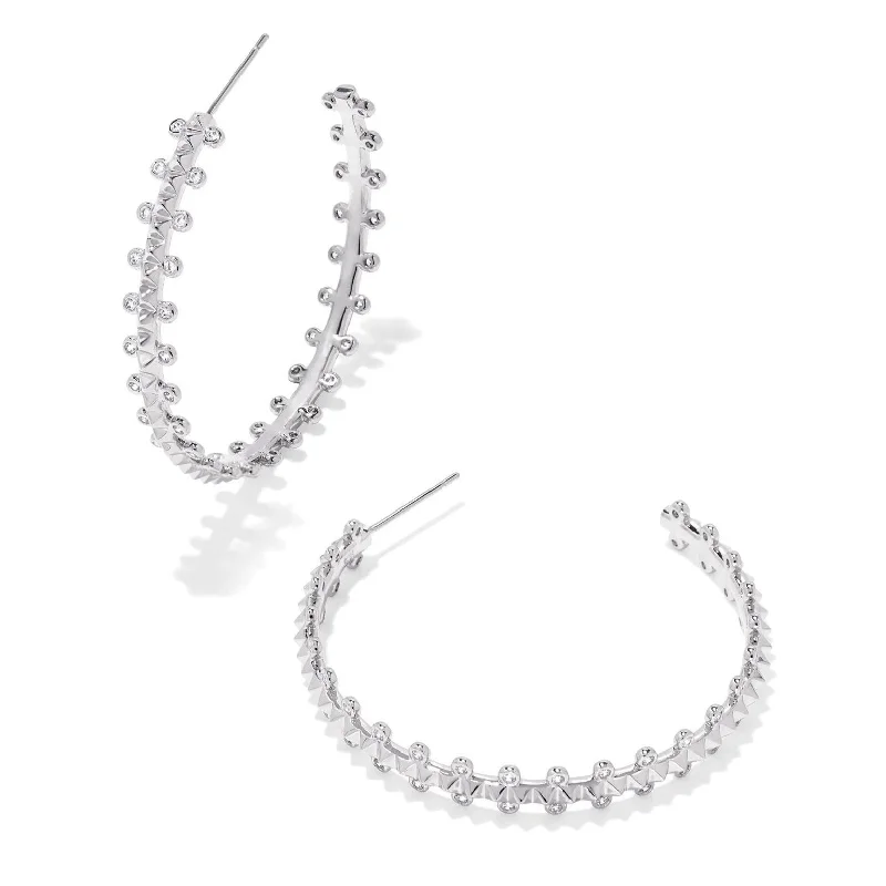 Hoop earrings with intricate designs for a unique and artistic appearance-Kendra Scott | Jada Silver Hoop Earrings in White Crystal