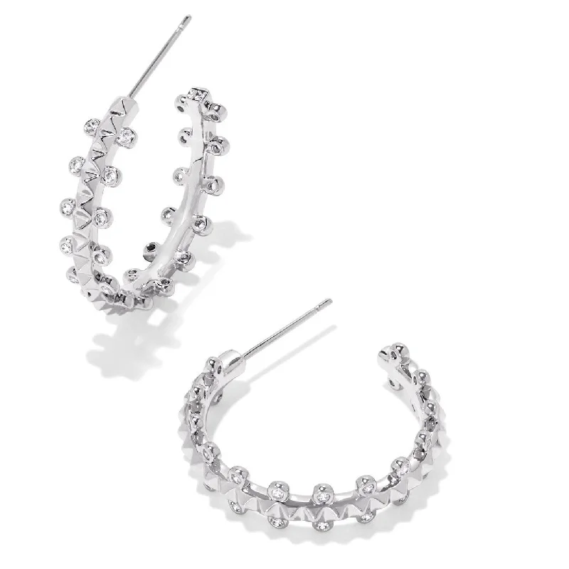 Large hoop earrings for a bold and statement-making fashion accessory-Kendra Scott | Jada Silver Small Hoop Earrings in White Crystal