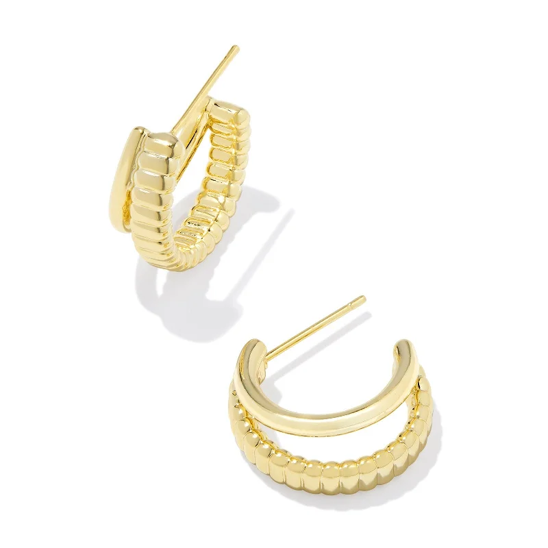 Best hoop earrings with stacked layers for a dimensional and bold look-Kendra Scott | Layne Gold Huggie Earrings