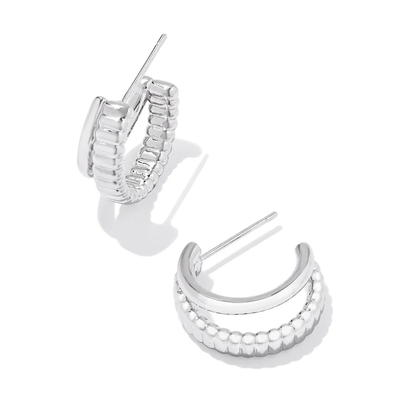 Hoop earrings with gold accents for a warm, elegant statement piece-Kendra Scott | Layne Silver Huggie Earrings