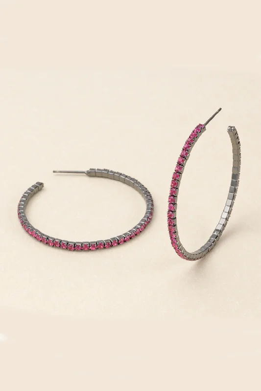 Best hoop earrings with smooth ceramic finishes for a polished, clean style-Large Rhinestone Hoop