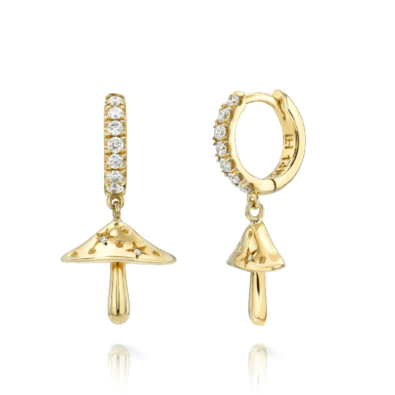 Hoop earrings with removable pendants for a versatile and customizable accessory-LH x Alice Baby Mushroom Diamond Pavé Orbit Hoops | Ready to Ship