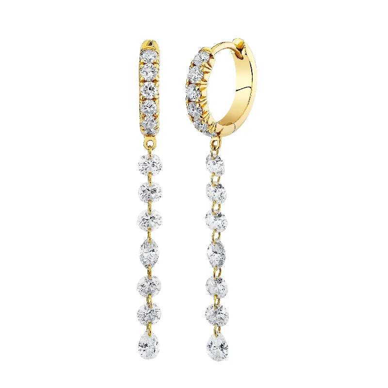 Best hoop earrings with minimal embellishments for a sleek and modern look-Long Pierced Diamond Dangle Hoops | Ready to Ship