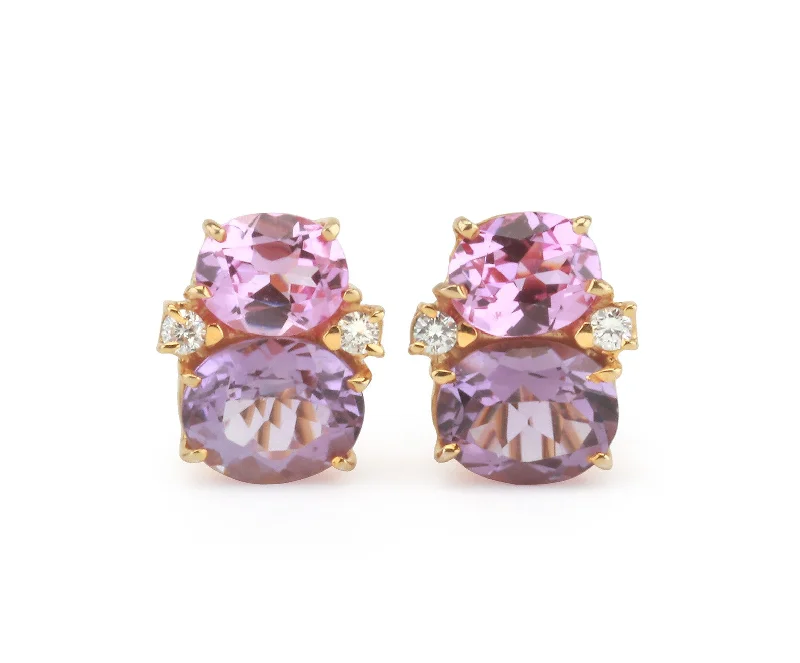 Best hoop earrings with vintage rhinestone embellishments for a retro-glam effect-Medium GUM DROP™ Earrings with Pink Topaz and Amethyst and Diamonds