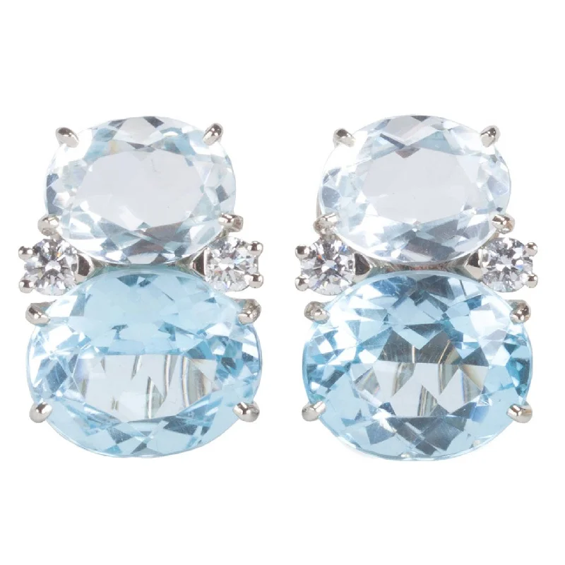 Lightweight hoop earrings for comfortable and all-day wear-Medium GUM DROP™ Earrings with Rock Crystal and Pale Blue Topaz and Diamonds