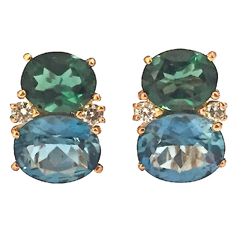 Best hoop earrings with geometric pendants for a modern, chic appeal-Medium GUM DROP™ Earrings with Tsavorite and Dark Blue Topaz and Diamonds