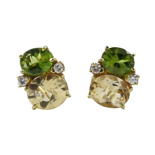 Hoop earrings with cut-out designs for a creative and lightweight effect-Medium GUM DROP™ Earrings with Peridot and Citrine and Diamonds