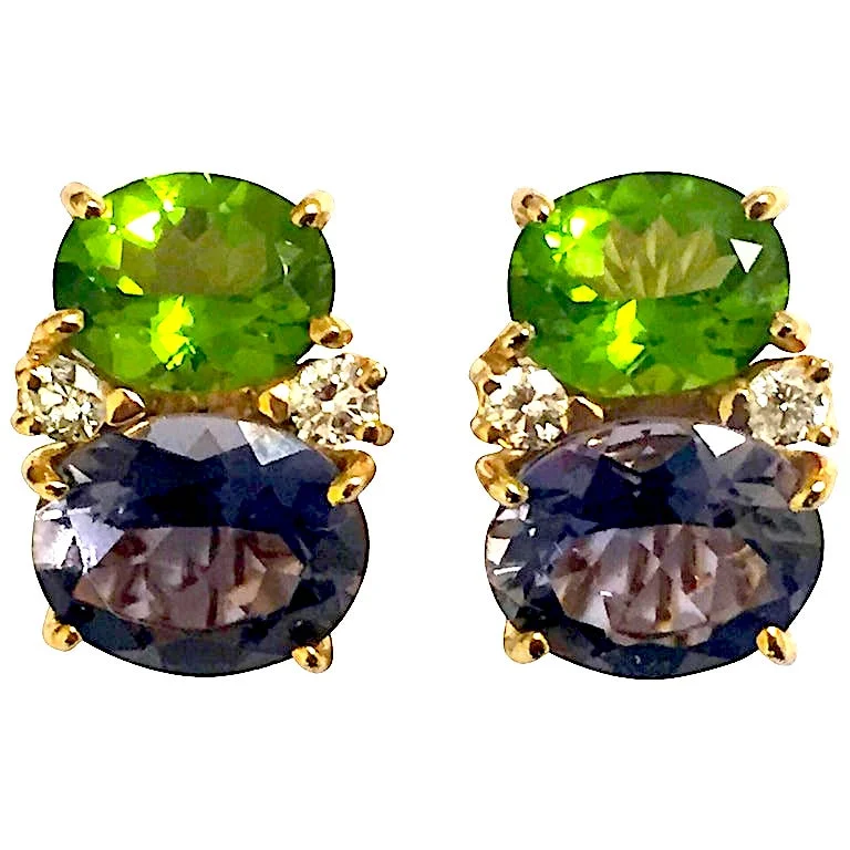 Best hoop earrings with matching bracelets for a coordinated jewelry set-Medium GUM DROP™ Earrings with Peridot and Iolite and Diamonds